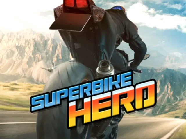 Superbike Hero rider leaning into a corner on a race track